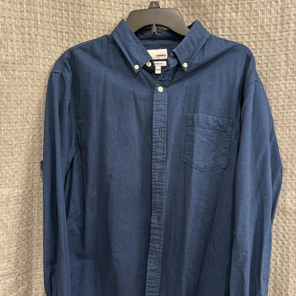 Sonoma Large (L) Modern Fit Men’s Button Down Dress Shirt - Blue - Picture 3 of 5